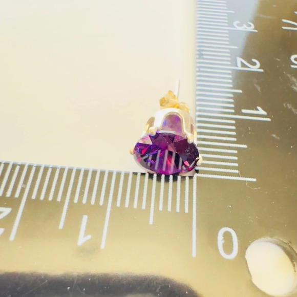 New Purple Round Cut CZ Sterling Silver Earrings - Picture 5 of 5